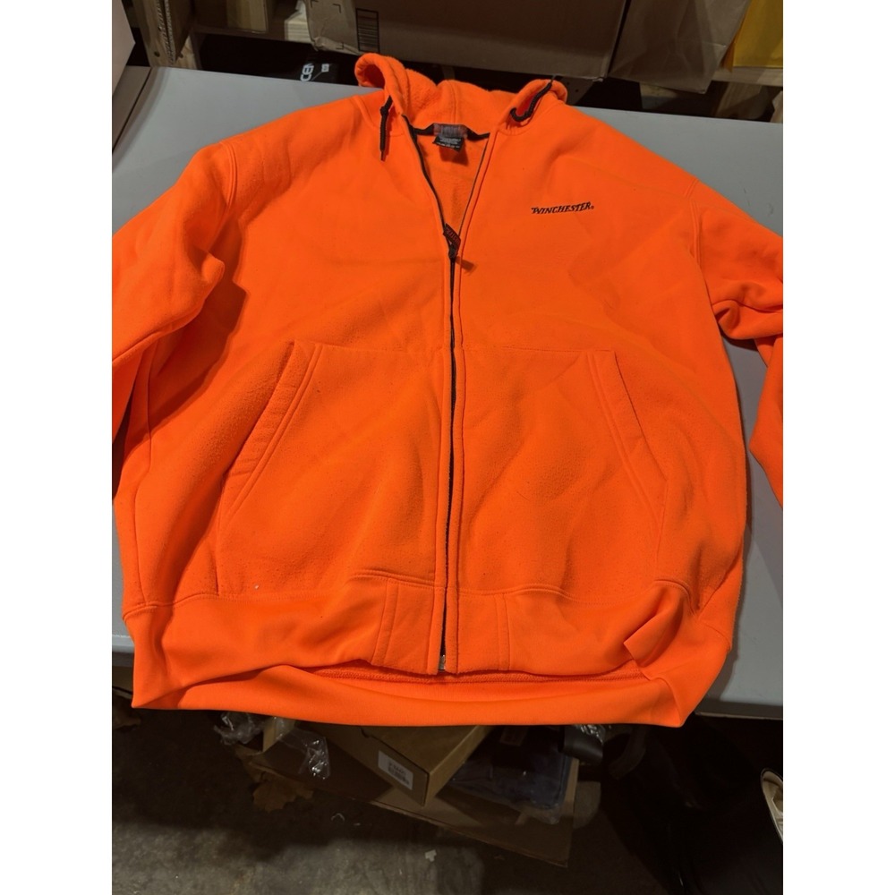 Winchester Full zip Hoodie Men's Large‎ Hooded Long sleeve Blaze orange Hunting
